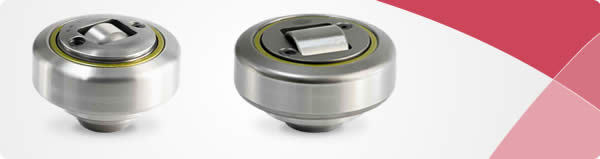 Twee compacte roestvrijstalen richtlagers met geïntegreerde behuizing