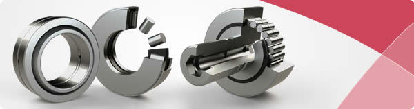 Industriële lagers met naaldrollen en getande assen in opengewerkte configuratie