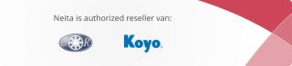 Neita is authorized reseller of COR and Koyo, with logos on white background with red accent