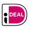 iDEAL logo voor online betaalmethode in wit en magenta