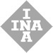INA logo in grijze ruitvorm met witte hoofdletters